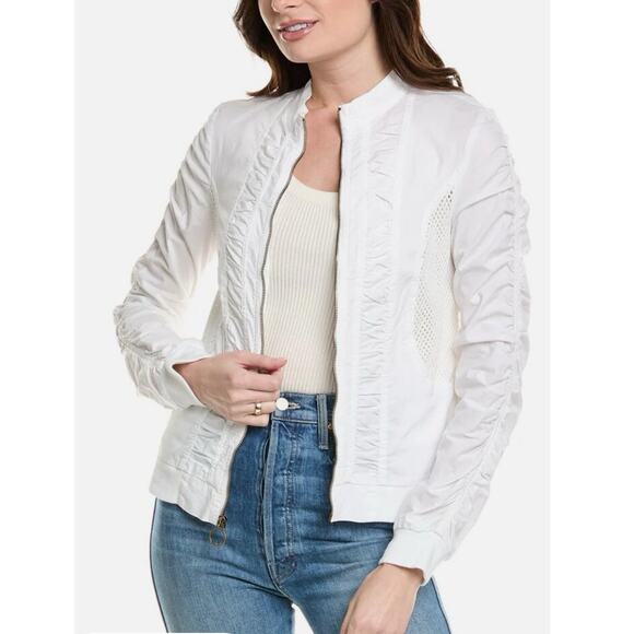XCVI Wearables Orrick bomber jacket Cotton mesh white sz Large Summer Bohemian - Picture 5 of 10